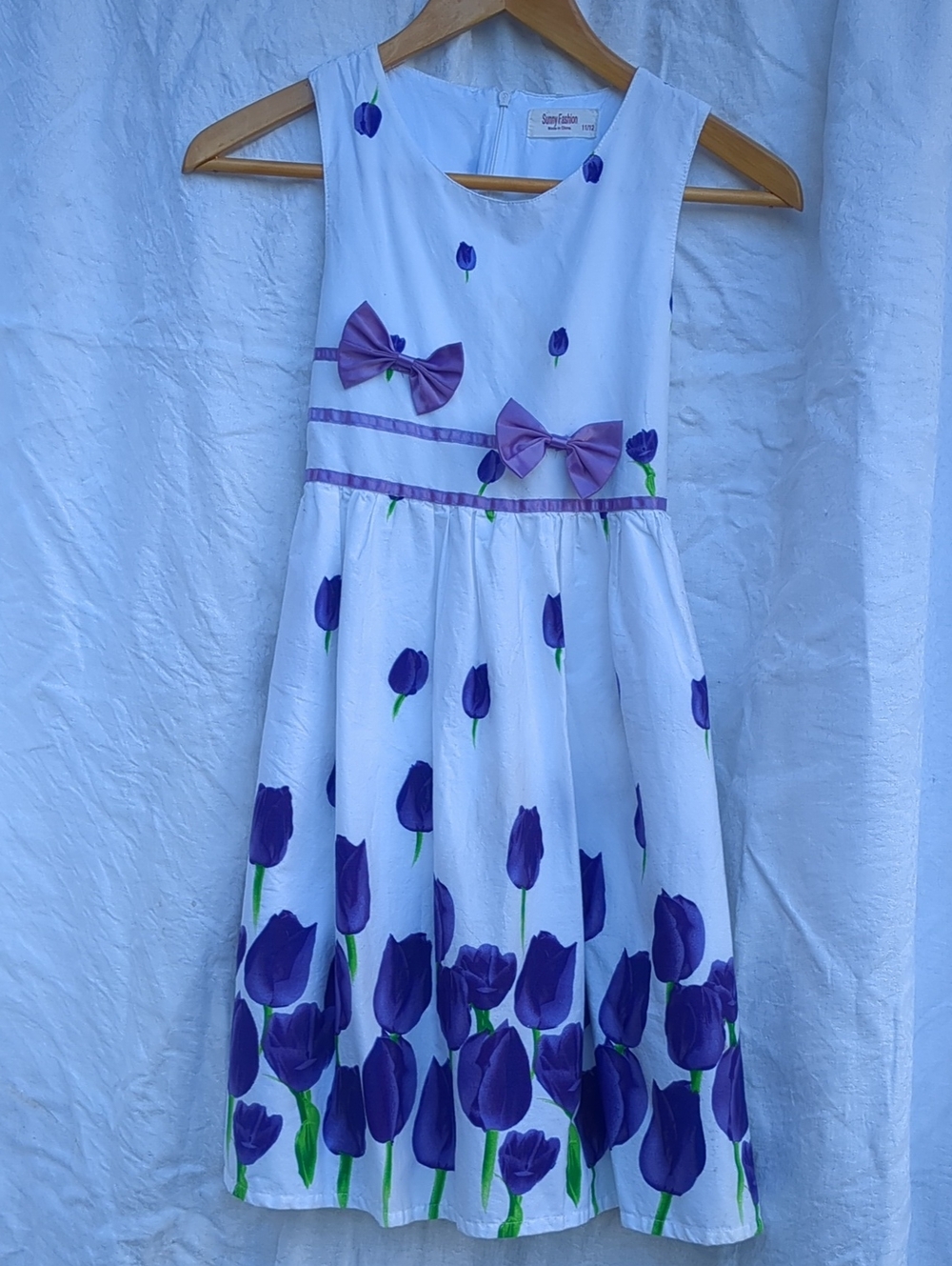 Girls Dresses Purple White 11/12